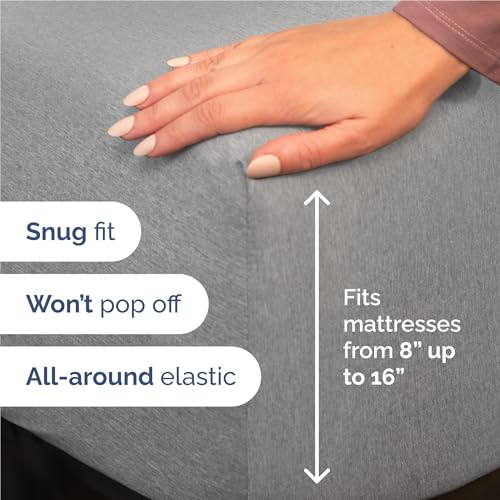 Image of Full 6 Piece Bed Sheet Set - Breathable & Cooling Sheets - Heathered Grey | Ultra-Soft Hotel Luxury Bedding Set with 8-16 Inch Deep Pockets, 1 Flat & 1 Fitted Sheet & 4 Pillowcases, Wrinkle & Fade Free