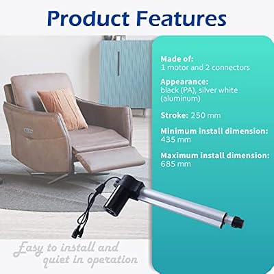 Okin Motor JLDQ-10 & JLDQ.10.435.250H Power Recliner Actuator Replacement, Lift Chair Sofa Bed Part Replacement for JLDQ.19B.435.250D, JLDQ.10.435.250, JLDQ.3.435.250, 1.28.000.110.30