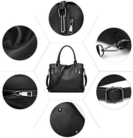 VINBAGGE Ladies Leather Handbag Designer Top-Handle Bag Vintage Tote Crossbody Shoulder Bag Fashion Clutch for Women - Black