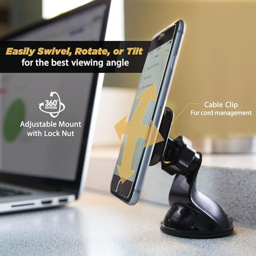 Scosche MAGWSM-10PKFLT MagicMount Magnetic Suction Cup Phone Mount for Car Dashboard or Windshield, 360° Adjustable Magnet Head, Universal Cell Phone Holder for iPhone, Samsung & More (Pack of 10)