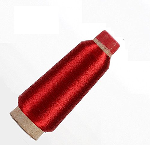 Sparkle Metallic Threads Machine Embroidery - 5000 Yards Per Roll (Red Color) #TOP19