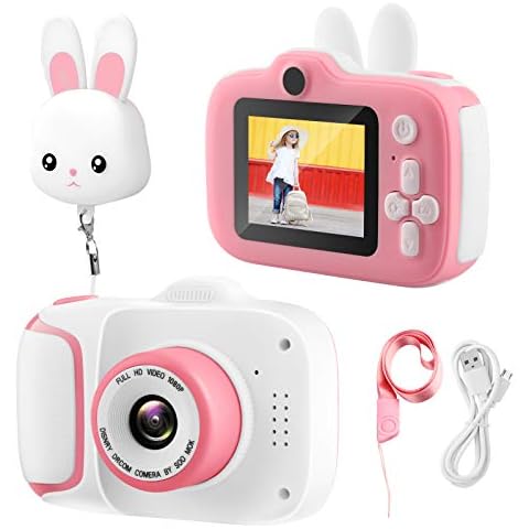 Dhaose Kids Camera, Children Digital Cameras With 2.0 inch IPS HD Screen 1080P Video Recorder Lanyard Anti-Drop Design Mini Supports Small Games USB Transfers Boys Girls Creative Festival gifts Cover