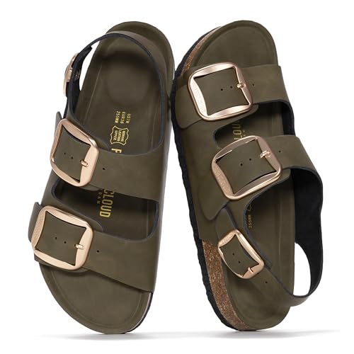 Image of Project Cloud 100% Genuine Leather Beach Sandals for Women 2026 with Lightweight & Comfortable Slides for Women - Non Slip with Memory Foam Slingback Womens Sandals 2026 (Garda)