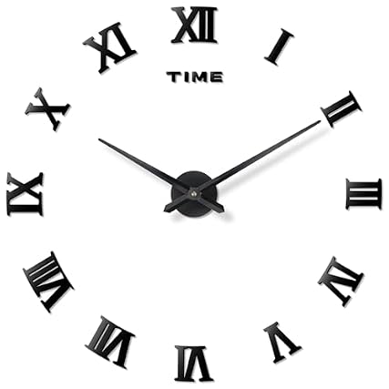 Da Lian Lian DIY Wall Clock Large Frameless 3 D Clock Mirror Effect Classical Roman Numerals Wall