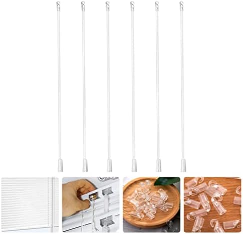 YARNOW 6 Pieces Blinds Vertical Pulling Wand Universal Pull Rod Blinds Replacement Parts Blind Rod with Hook and Grip Clear Blind Opener 17 Inches Long Window Blind Stick Tilt Rods