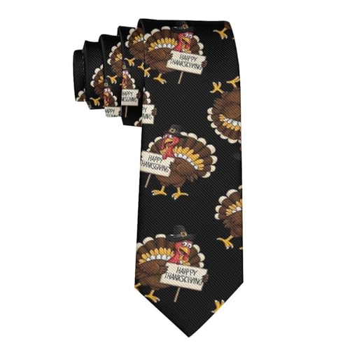 SPEPDEEC Novelty Festival Necktie for Men Happy Thanksgiving Cute Turkey Funny Adjustable Design for Christmas Business Wedding Parties Holiday Events and Office Celebrations