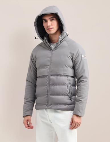 Image of Solid Hooded Puffer Jacket