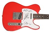 The Dukes of Hazzard Cast x3 Signed Autograph Full Size Red Telecaster Electric Guitar A with James Spence Authentication JSA COA - Signed by Catherine Bach, John Schneider, Tom Wopat