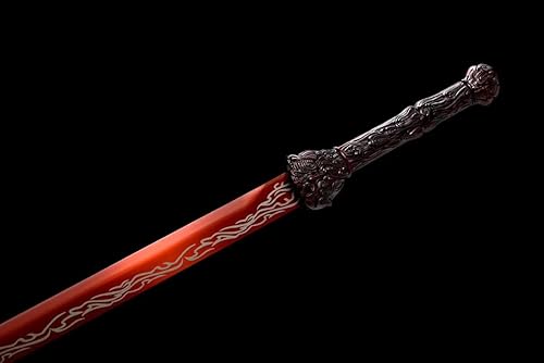Miniatura 3 de LOONGSWORD Espada china, espadas Tang Dao real, espada táctica (hoja roja de acero de alto carbono forjado, accesorios de aleación)