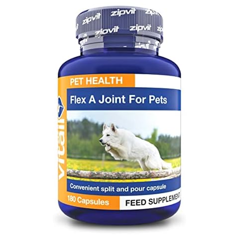 Flex A Joint for Pets. Glucosamine for Dogs and Cats Plus Chondroitin and MSM. 180 'Split and Pour' Capsules Cover