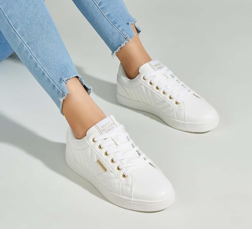 Image of LUCKY STEP Glitter Shoes Sparkly Bling Shiny Bedazzled Lace up Fashion Sneakers for Women