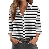 Long Sleeve Shirts for Women Button Down Shirts Dressy Casual V Neck Print Womens Long Sleeve Tops Casual Ladies Blouses Blusas De Mujer (G-Light Gray, Large)