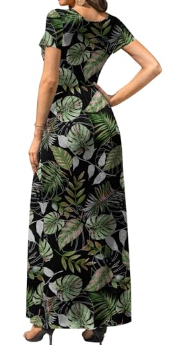 Image of DB MOON Womens 2026 Summer Maxi Dresses Casual Short Sleeve Empire Waist Spring Long Dress with Pockets