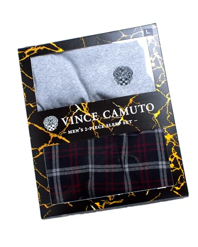Vince Camuto Men's Pajama Set - 2 Piece Short Sleeve T-Shirt and Fleece Lounge Pants Pajamas for Men (S-XL)2