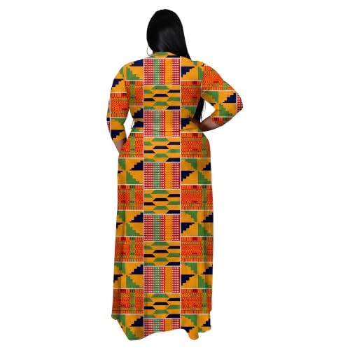Image of Nmoder Plus Size Maxi Dress for Women - Summer Casual 3 /4 Sleeve Floral Flowy Long Dress with Belt XL- 6XL