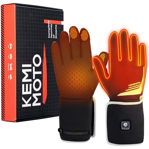 KEMIMOTO Guantes Calefactables, Guantes Térmico Invierno con Batería 2500 mAH, Guantes Cálido Ligeros Cómodos Flexibles para Moto Trabajadores Deportes Inviernos al Aire Libre Hielo Nieve