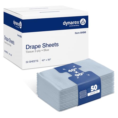 Image of Dynarex Disposable Drape Sheets - 40 inch x 90 inch (Case of 50), Blue, 1-Ply Tissue with PE Layer for Patient Privacy, Exams, and Procedures