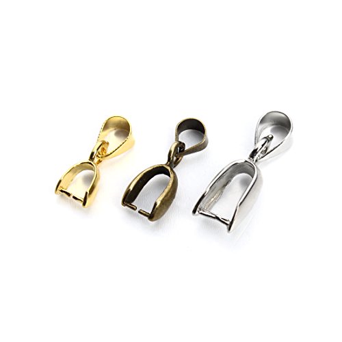 Linsoir Beads Metal Pinch Clip Bail Bead Pendant Connector Jewelry Findings Rhodium Plated 7X20mm Pack of 50 - Thumbnail 5