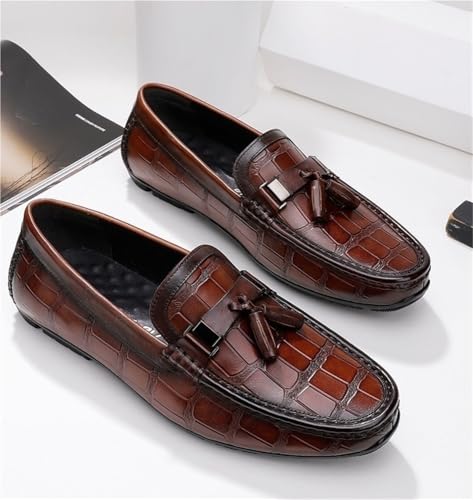 Lightweight Fashion Mens Loafers Solid Color Stone Pattern Tassel Driving Loafers Anti-Slip Flat Heel3