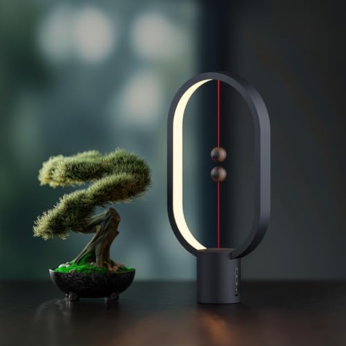 Heng Balance - Lampada da tavolo a LED con interruttore magnetico, alimentata tramite USB, per casa, ufficio, colore: nero