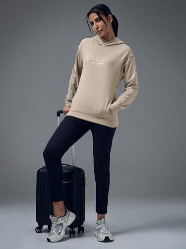 Image of TECHNOSPORT Women's Regular Fit Graphic Print Hooded Neck Full Sleeve Technowarm+ Sweatshirt for Casual & Regular Use