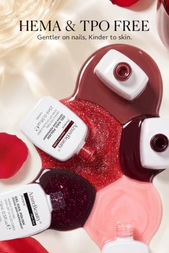 Image of AZUREBEAUTY HEMA-Free 15ML Gel Polish Set, 6 Colors Jelly Glitter Red Black