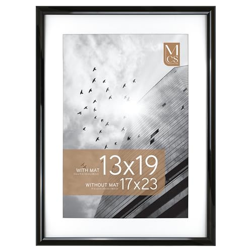 MCS Trendsetter 17x23 Poster Frame, Display Pictures 13x19 With Mat or 17x23 Without Mat, Vertical & Horizontal Wall Hanging Large Picture Frame for Photos & Posters, Black (1-Pack)