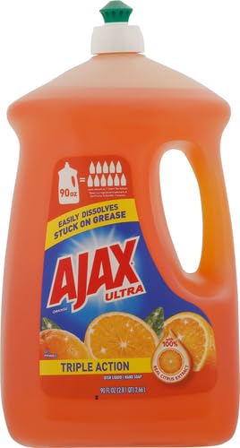 Image of Ajax Ultra Liquid Dish Soap Orange Scent, Triple Action, 90 fl oz Bottle (Pack of 2)