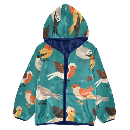 Birds Flying Toddler Fleece Jacket Girl Boys Hooded Fleece Jacket Coat Warm Outwear Zip-up 3-10T