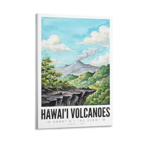 Impression peinture paysage de volcans hawaïens œuvre d'art