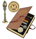 Samyo Creative Romantic Stamp Maker Classic Old-Fashioned Style Brass Color Wax Seal Sealing Stamp Vintage Antique Alphabet Initial Letter Set - (Letter M)