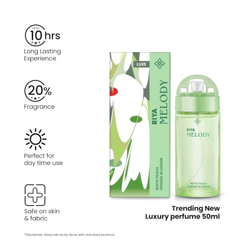 Image of Riya Melody White Peach Eau De Parfum 50 ml | Fruity Floral Perfume for Women | Fresh Peach & Soft Floral Notes | Long-Lasting Everyday Wear