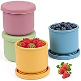 YQL 4 Pack 8.5 oz Silicone Snack Containers, Reusable Round Silicone Food Storage Containers with Lids, Leak-Proof and Portable Lunch Boxes for Travel, Picnics, Office