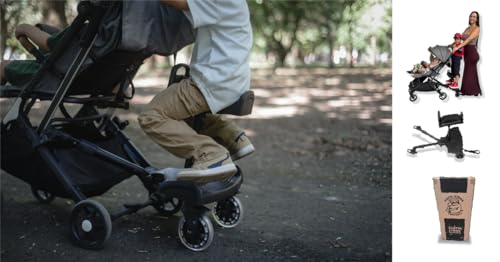 Image of SLOTHSTRIDE COMFORTS 2025 New-Universal Stroller Board with Detachable Seat, 2in1 Sit and Stand Stroller Glider Board for Most Strollers, Holds Children Up to 45 LBs Stroller Standing Board (Black)