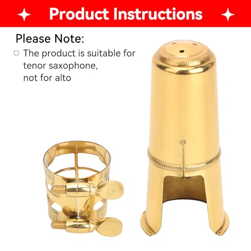 Baritone Saxophone Ligature and Cap, Premium Metal Ligature Fastener and Cap for Tenor Sax Saxophone Mouthpiece