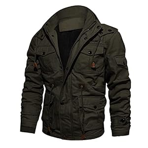 OBiQuzz Werkjas voor heren, gevoerde winterparka, warme winterjas met capuchon, winterjas, overgangsjas, militaire jas met opstaande kraag, outdoorjas met vele zakken, legerjas, sportjas