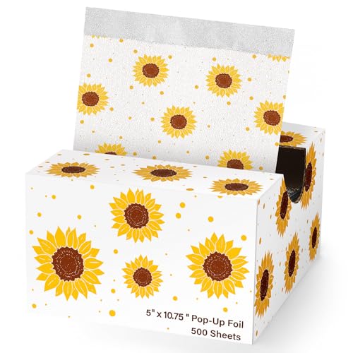 AmazingSpark Sunflower Design Hair Foils for Highlighting, 5"w x 10.75"L