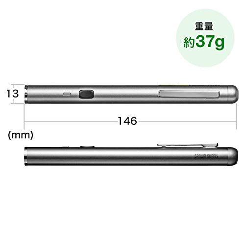 サンワダイレクト レーザーポインター 緑 グリーン 電池式 ペン型 クリップ付き 長寿命仕様 80時間連続照射 耐寒 PSC認証 200-LPP036 の商品画像 8