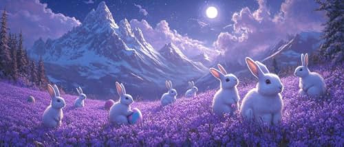 Peinture Diamant 5D Lapin pour sublimer la décoration murale de votre salon 70x140cm
