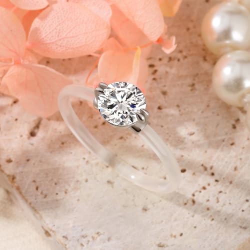 Image of Jeulia 1CT Moissanite Engagement Ring for Women, Transparent Invisible Band, Round Cut Solitaire Promise Ring in 925 Sterling Silver, Minimalist Seamless Wedding Ring for Her with Jewelry Box
