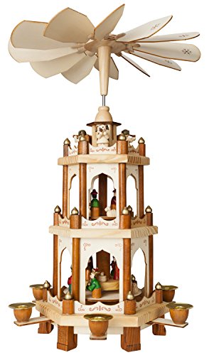 BRUBAKER Wooden Christmas Pyramid - 3 Levels - 18 Inches (45 cm) - Hand-painted Figures