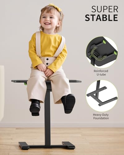 Image of SAIJI Sturdy TV Tray Table with Wheels, Heavy Duty Metal TV Trays for Eating on Couch, Height & Angle Adjustable Desk for Bed, Sofa, Recliner, Portable Small Foldable Tables