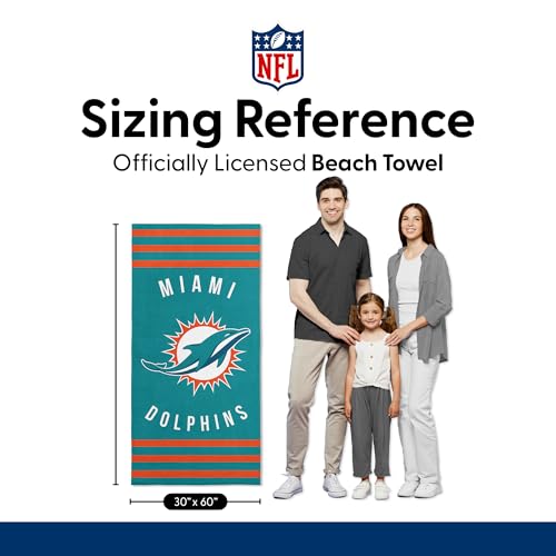 Image of Northwest NFL Miami Dolphins Unisex-Adult Beach Towel, 30 inch x 60 inch, Stripes