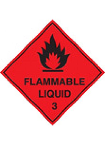 Image of Caledonia Signs 59738 Flammable Liquid 3 100 S/A Label, 100 mm x 100 mm