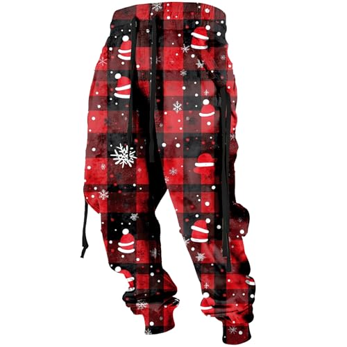 MARSVOVO Ugly Christmas Pants Men Nowflake Print Drawstring Loose with Pocket Big and Tall Christmas Sweatpants Men,S