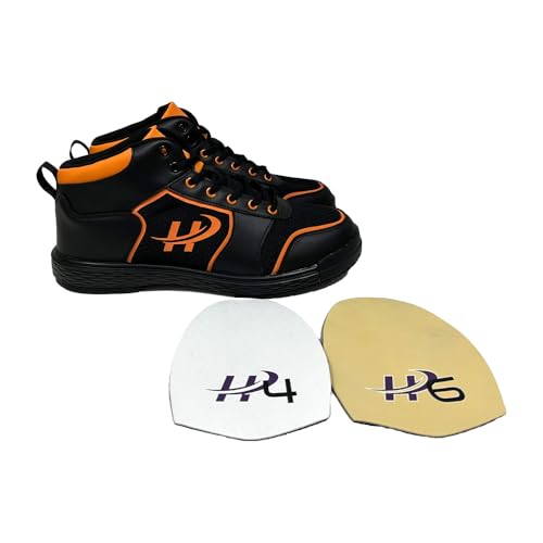 Night Fire Hollmark Shoes with Interchangeable Soles, Unisex High-Top Bowling Shoes with Lace-Up Design, Black and Orange (11.5 Men/13 Women)