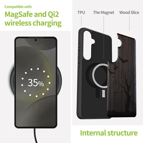Coque Bois Galaxy S25 Plus : Protection Style Nuit Gothique MagSafe