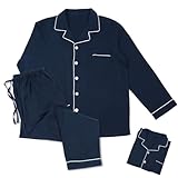 [YAKIDA] パジャマ メンズ 上下セット 前開き 長袖 綿100% ガーゼ ねまき 寝間着 ゆったり ルームウェア 吸汗 介護 入院 部屋着 父の日 敬老の日（ネービーL）