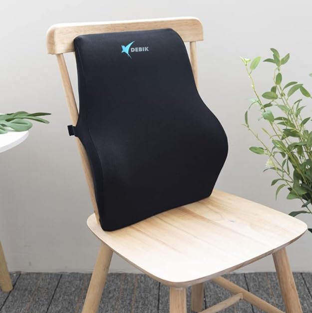 DEBIK | Lumbar Support Pillow for Office Chair Back Memory Foam Back Cushion Pillow for Office Chair Improve Sitting Posture Back Pain Relief (Black)