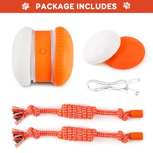 Interactive-Dog-Ball-Random-Path-Electric-Automatic-Moving-and-Rolling-Dog-Toy-with-Rope-for-Small-Medium-Large-Dogs-Motion-Activated-Dog-Stimulation-Toy-for-Boredom-Relief-Orange-Red